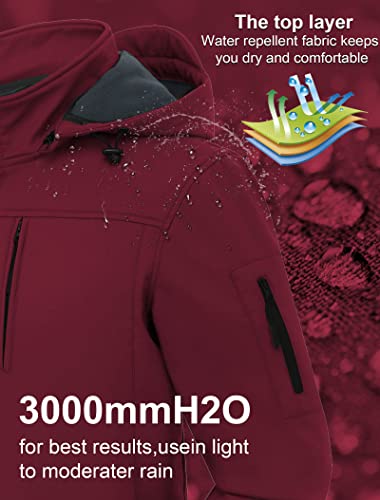 Creatmo Us Men's Sport Windproof Jackets Softshell Hiking Jacket Outwear Waterproof Hooded Tactical Hunting Windbreaker Burgundy Xl #TOP4