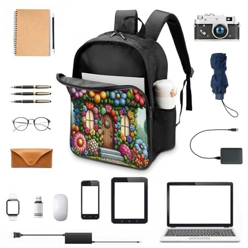 Sac à dos fleur imprimé 3D à 2 compartiments pour adolescents et voyages - 4