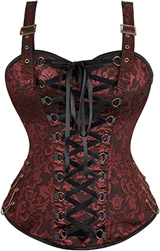 Jutrisujo Braun Steampunk Korsett Kostüm Pirat Damen Corset Corsage Strapse Viktorianisch Vintage Renaissance Halloween M Cover