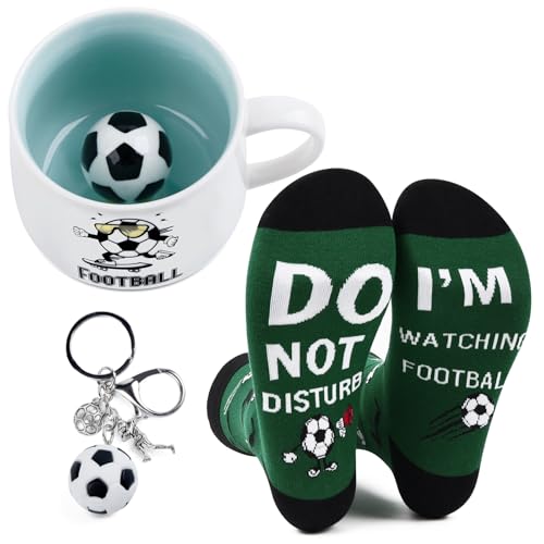 Bingqiling Football Gift - Coffee Mug 375ml, Novelty Socks, Funny Mug for Dad & Men, Ideal Father's Day & Men's Gift for Football Fans