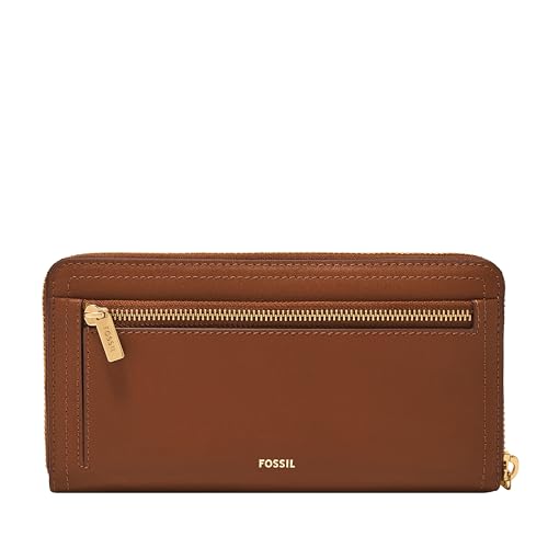 Image of Fossil Women's Logan Leather RFID-Blocking Zip Around Clutch Wallet with Wristlet Strap for Women