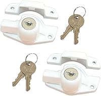 Vista 6 de Candado de guillotina QCAA resistente, seguridad a prueba de niños, solo se desbloquea con llave, CTC 1.77", blanco, paquete de 4, fabricado