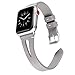 Secbolt Leather Bands Compatible with Apple Watch, 38mm 40mm Series 4 3 2 1, Slim Strap with Breathable Hole Replacement Wristband for Iwatch Nike+ Edition, Grey
