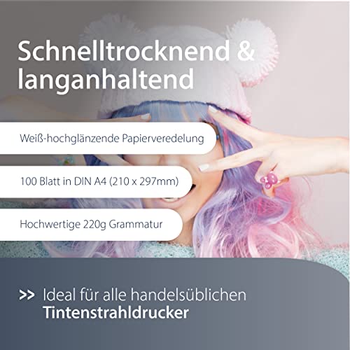 MediaRange MRINK103 Photopapier A4, 100 Blätter, 220 g/m², glänzend