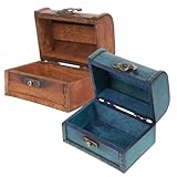 Housoutil Caja de Madera Vintage para Joyería 2 Piezas Tapa, Organizador Retro para Pendientes y Collares, Adecuado para Almacenamiento y Obsequio en Navidad