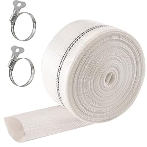 Flachschlauch Ø 32 mm (1 1/4 Zoll), 32 mm x 10 m flexiblem Gewebeschlauch mit 2 Verstellbare Edelstahl Schlauchschelle, 1 1/4" Ablaufschlauch für Tauchpumpen Schmutzwasserpumpen und Gartenschlauch