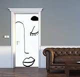 3D Door Decal Minimal Abstract Cubism face Art in Matisse Style Linear Abstract Door Stickers Remova