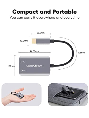 Cablecreation Usb Type C Splitter, 2-In-1 Usb C Audio Adapter And Pd Fast Charging, Compatible With Ipad Pro, Macbook Air, Galaxy Note 10, S9, S10, S20, S21 Ultra, S22, Pixel 2 3 Xl, Aluminum Gray #TOP6