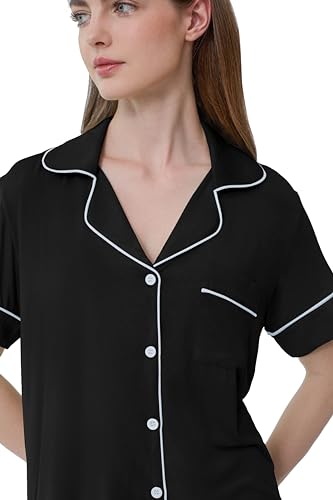 Image of Joyaria Women's Cooling Bamboo Viscose Pajamas Shorts Set Button Front | Moisture Wicking, Cool & Lightweight, Breathable PJs for Night Sweats