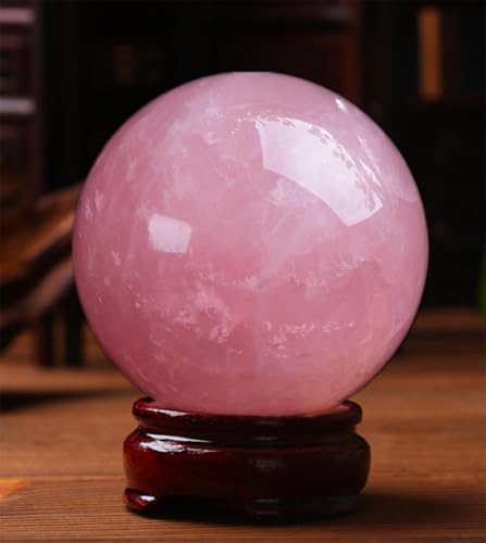 Sphère de quartz rose 7cm et socle en bois pour harmoniser la maison - 6