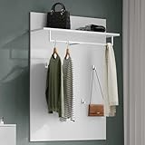 Mai & Mai Pannello Appendiabiti da Parete con Asta e 5 Appendiabiti, Mensola, Appendiabiti Guardaroba per Ingresso Corridoio, Bianco Opaco, Gabo-01