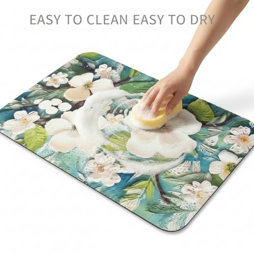 Image of Super Absorbent Door Mats, 40x60cm Soft Silicon Anti Skid Quick Drying & Water Absorbent Home, Kitchen, Bathroom Carpets, Entrance Door Mats (Pack of 2) (Beautiful Flower Mat)