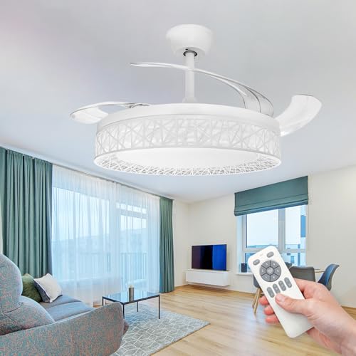 LED ATOMANT Ventilador de Techo con Luz LED 40W, Motor DC 32W, Ø 109cm, CCT, Regulable, 4100LM, Aspas Retractiles, 6 Velocidades Silencioso y Bajo Consumo, Modo Verano Invierno, Con Mando LED ATOMANT Ventilador de Techo con Luz LED 40W, Motor DC 32W, Ø 109cm, CCT, Regulable, 4100LM, Aspas Retractiles, 6 Velocidades Silencioso y Bajo Consumo, Modo Verano Invierno, Con Mando