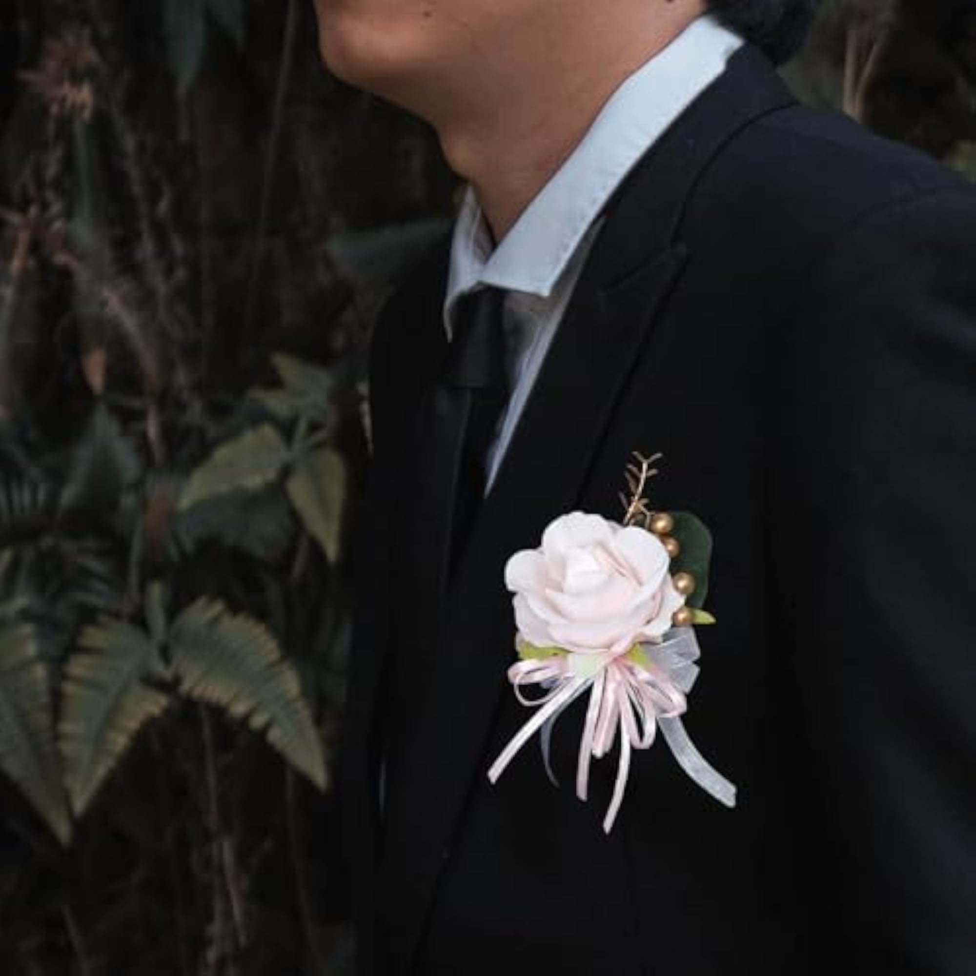 Light Pink Wedding Flower Boutonniere Brooch, Romantic Accessory