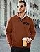 JMIERR Mens Quilted Sweatshirt Casual Long Sleeve Crewneck Half Button Fashion Pullovers Fisherman Sweater Jackets with Pockets,S, Orange