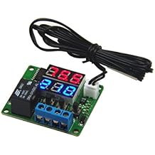 DC 24V Digital Thermostat Module -58F to 257F Fahrenheit Temp Display Temperature Controller Board with 20A Relay Waterproof Sensor Probe Dual LED Display Red Blue