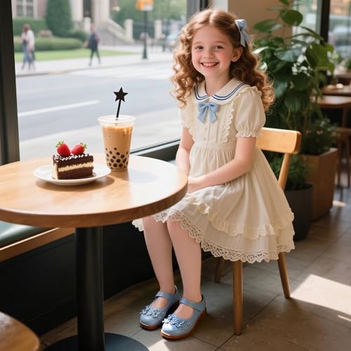 Image of Kiderence Toddler Girl Mary Jane School Uniform Dress Shoes Oxford Flats