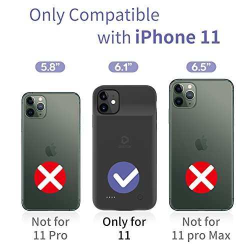 Destek Battery Case Only For Iphone 11, Real 4500Mah Ultra Slim Portable Charging Case Protective Rechargeable Charger Case Compatible W/Wire Earphones (6.1 Inch/Black) #TOP1