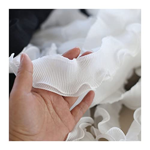 ANWUYANG Huabian 1 PCS 5cm Large Double Couche De Mousseline De Mousseline Plissée Volée, Coupe en Dentelle for DIY Habillement Robe De Mariée Accessoires for Cheveux (Color : White)