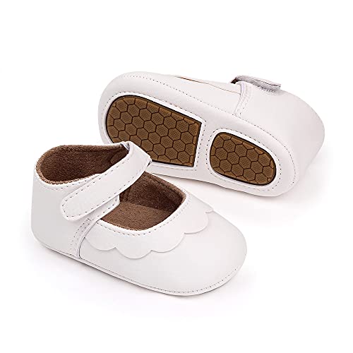 Enteer Baby Girls' Shoes Leather Rubber Mary Jane Shoes White Us 5 #TOP3