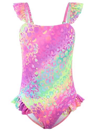 Image of DAXIANG Girls One Piece Ruffle Strap Swimsuit Quick Dry Mermaid Swimwear Beach Sport Bathing Suit for Toddler Kids 4-11 Years