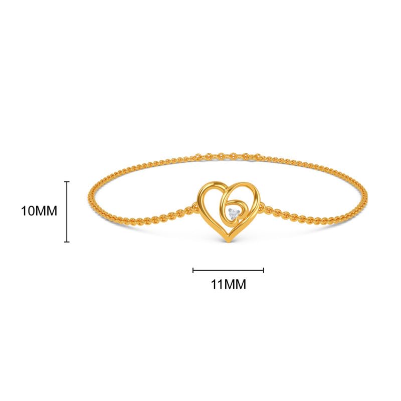 Image of KISNA 14KT|18KT BIS Hallmark Pure Gold Heart bracelets For Women Size -7