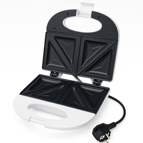 Sandwichera con Corte MaxellPower 750W, 2 Cavidades, Placas Antiadhesivas 21x11,5cm, Indicador LED, Fácil Limpieza, Compacta y Potente, Color Blanco MP-5624