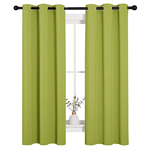Image of NICETOWN Blackout Curtain Panels for Living Room, Thermal Insulated Solid Grommet Top Blackout Draperies /Drapes for Christmas Window (1 Pair, 34 x 63 inches in Fresh Green)