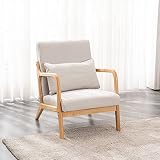 Gnyonat Mid Century Modern Accent Chair,Lounge Arm Chair,Solid Wood Frame Easy Assembly Arm Rest Cha