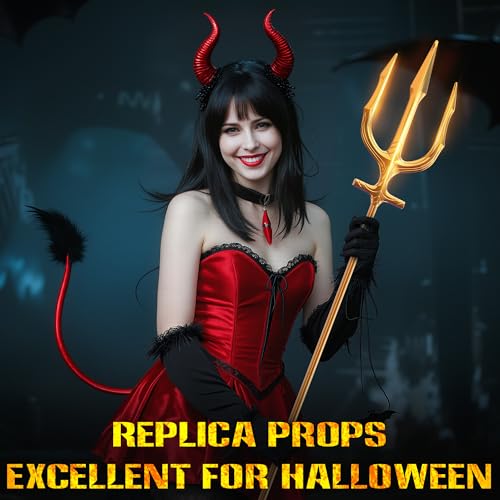 Udekit Metall Dreizack Speer Cosplay Kostüm 3-zackige Poseidon Waffe für Erwachsene Frauen Männer Halloween Groß
