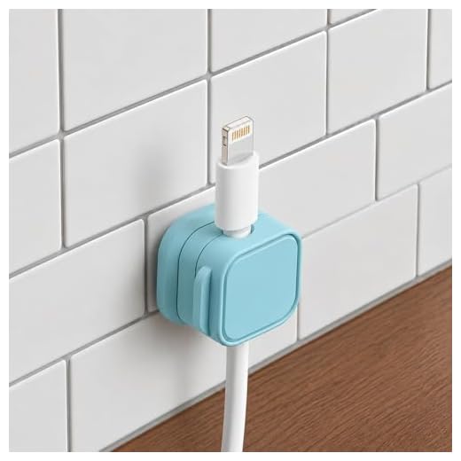 4 Pack Magnetic Cable Clips for Desk, Charging Cable Organizer Holder, Cord Management Clips for USB Cable Phone Charger Wire, Blue