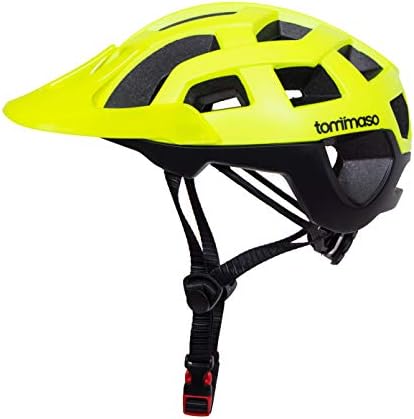 Tommaso Sporco MTB, Road Cycling Helmet Removable Visor, Adjustable Fit, 4 Colors Matte Black, White, Titanium, Yellow, Fully Certified Safety Protection - Titanium M/L