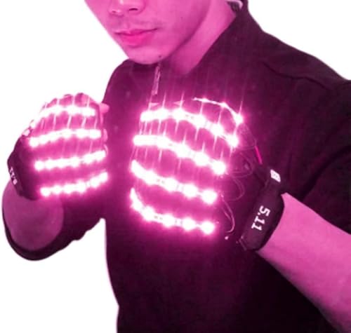 YUANYUYING Gants LED Flash - Gants lumineux pour fêtes, Halloween et événements | Lumineux et clignotants | Fonctionnement facile à piles (Couleur rose,...
