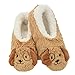 Snoozies Womens Animal Heads Sherpa Plush Fleece Lined Slipper Socks - Brown Puppy, Large