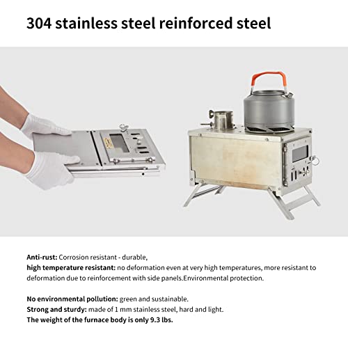 Xcman Camping Wood Stove | Backpacking Stove | Small Tent Stove Portable Tiny Wood Burning Stove For Tents, Ice Fishing Tent, And Camping Precision Stainless Steel Construction, Includes Chimney Pipe #TOP6