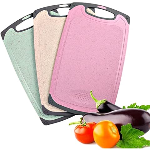 Haomacro Chopping Boards Set, Multicolor Kitchen Cutting Boards,Cook Supplies Grind Garlic Ginger,Drip Juice Groove Cover