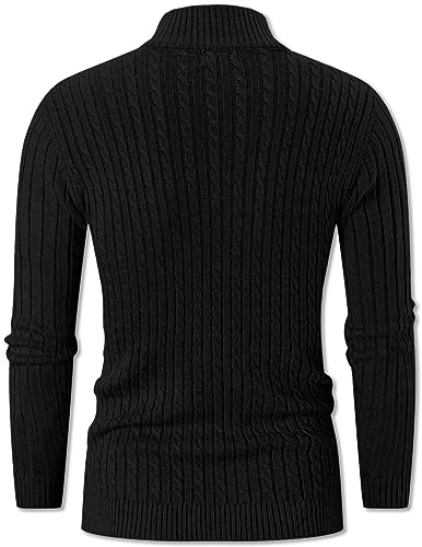 QZH.DUAO Men's Quarter-Zip Sweaters Soft Long Sleeve Pullover Sweater with Twist Patterned3