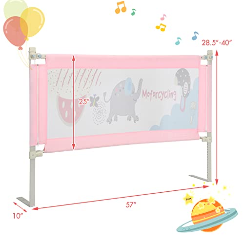 Honey Joy Bed Rail For Toddlers, 57-In Extra Long, Portable Safety Bed Guardrail W/Double Safety Child Lock, Baby Bed Rail Guard, Fit King & Queen Full Twin Size Bed Mattress (57 Inch, Pink) #TOP5