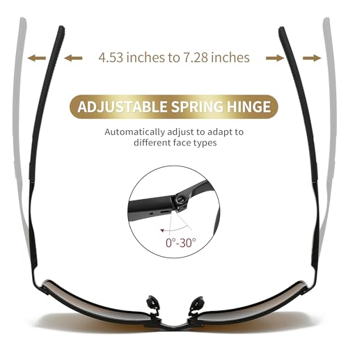 Image of SUNGAIT Ultra-Lightweight Polarized Sunglasses Men for Driving Fishing Golf, Rectangular Metal Frame with Spring Hinge