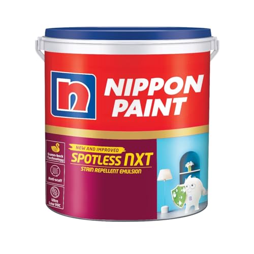 Image of Nippon Paint Spotless NXT Premium Interior Emulsion Paint(10L, White, Soft Sheen)-Ultra Low VOC, Swan-back Stain Repellent Technology Safe for Kids-For Bedrooms, Kids, Dining, Living Rooms-10 Liter