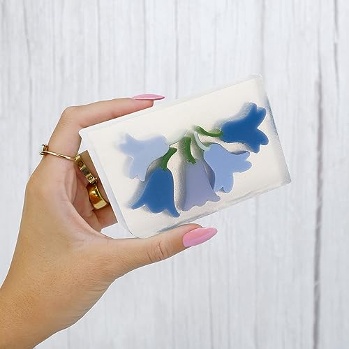 Primal Elements Glycerin Bar Soap | Great For Face & Body, Beautiful Designs | No Parabens, Vegan, Gluten Free, 100% Vegetable Base (Blue Bells, 1-Pack) #TOP2