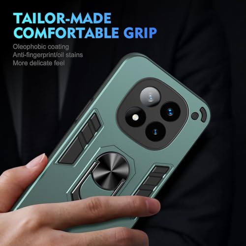 Image of ShieldTech PC Back Cover Case for Redmi Note 14 Pro Plus 5G | Ring Stand | Camera Protection | Green Mobile Phone Back Cover Case for Redmi Note 14 Pro Plus 5G | Green Back Cover