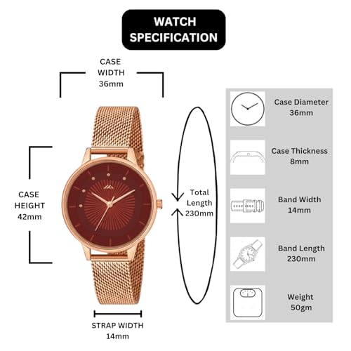 Image of WISEWALKER Women's Analog Wrist Watch for Ladies and Girls | Stylish & Trendy | Rose Gold Stainless Steel Premium Strap | Perfect for Casual, Party & Formal Wear