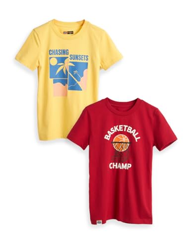 Image of Amazon Brand - Symbol Boys 100% Cotton Graphic Printed Half Sleeves T-Shirt | Age 6-14 Years