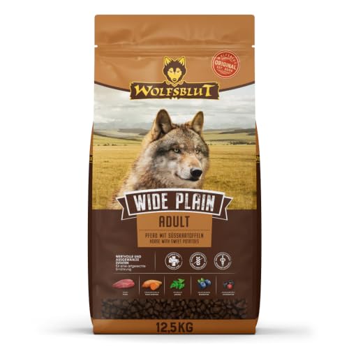 WOLFSBLUT – Wide Plain Adult | Trockenfutter mit wertvollen Superfoods für ausgewachsene Hunde. Getreidefreies Alleinfutter ohne Zusatzstoffe im Beutel | 12,5kg Pferd