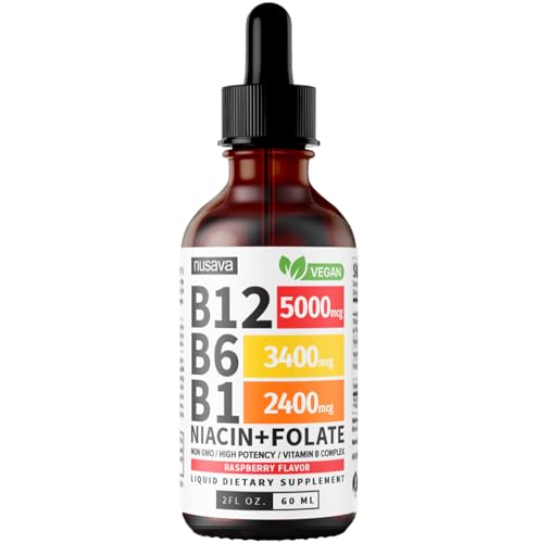 image for NUSAVA (2 Pack) Vitamin B12 and B6 Liquid Drops, B12 Sublingual Vitami