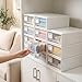 ZENFUN 3 Pack Plastic Stackable DrawerStorage Drawers Bins, Small Drawer-type Desk Organizer Boxes, Translucent Small Chest of Drawers, Stackable Drawers for Home, Office, Desktop