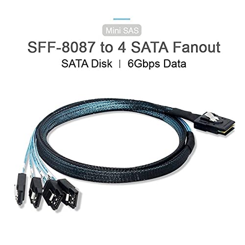 Internal Mini SAS SFF-8087Host to 4 SATA 7pin Target Hard Disk 6Gbps Data Server Raid Cable 100cm