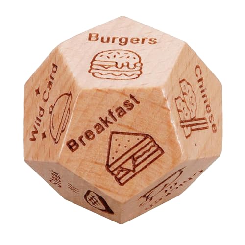 Houlishu Food Decision Dice Romantic Date Night Game, Wooden Dinner Decider for Couples, Birthday Valentine's Day for Him Her