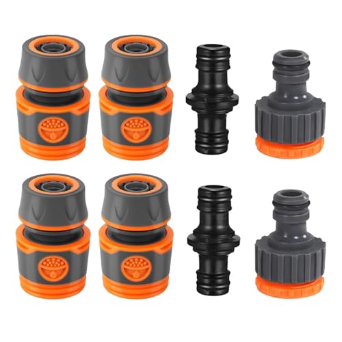 13 mm (1/2 inch) 8 Pieces Garden Hose Connectors Set,Pipe Connector Adapter,Quick Hose Connector for Lawns Watering & Tap Fitting Extender